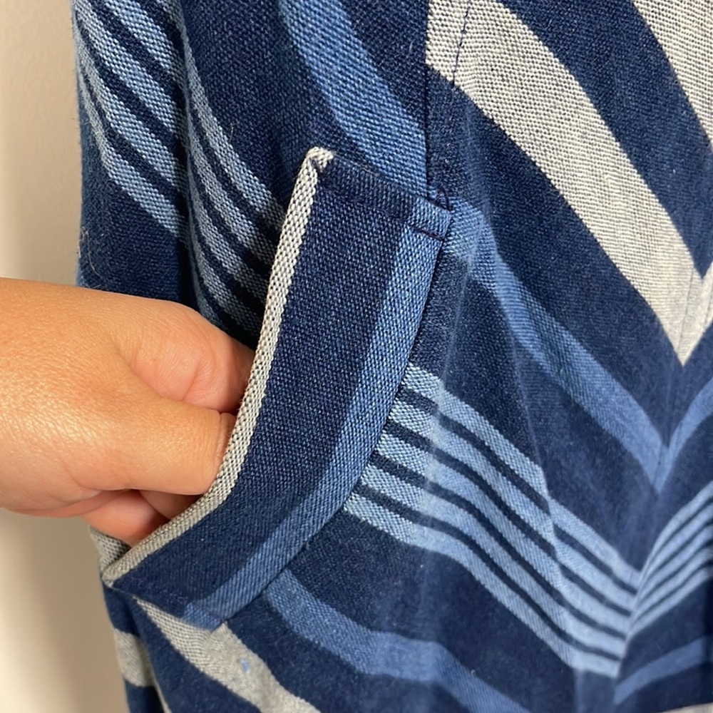 Anthropologie Maeve Blue Chevron Antonia Sleeveless Dress - Picture 6 of 7